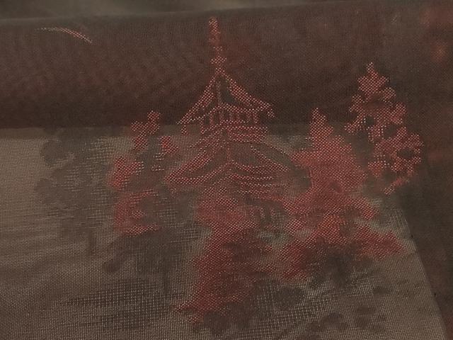 平和屋着物＊夏物 小紋 紗 風景文 正絹 逸品 AABE0606jd