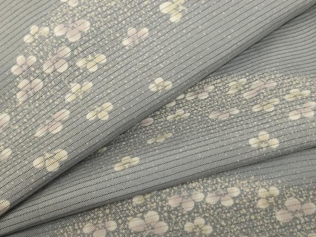 平和屋着物＊夏物 小紋 絽 舞花文 銀彩 正絹 逸品 未使用 AABE0608jd