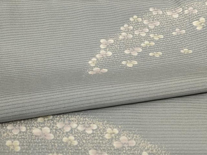 平和屋着物＊夏物 小紋 絽 舞花文 銀彩 正絹 逸品 未使用 AABE0608jd