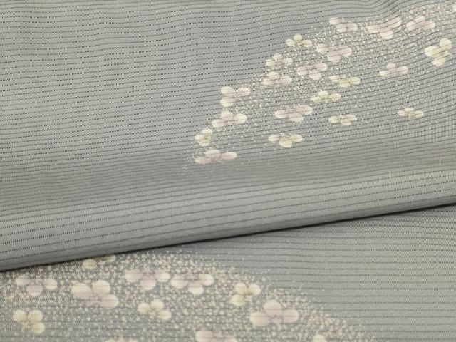 平和屋着物＊夏物 小紋 絽 舞花文 銀彩 正絹 逸品 未使用 AABE0608jd