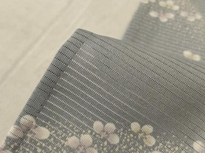 平和屋着物＊夏物 小紋 絽 舞花文 銀彩 正絹 逸品 未使用 AABE0608jd