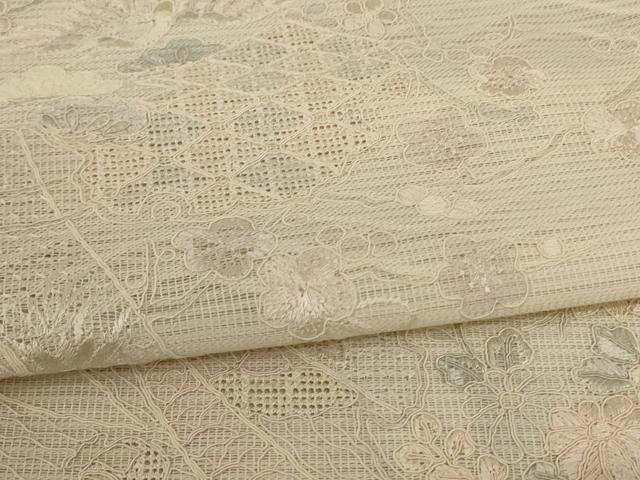 平和屋着物＊夏物　訪問着　紗　中国三大刺繍　スワトウ刺繍　汕頭刺繍　草花文　暈し染め　正絹　逸品　AABE0610jd