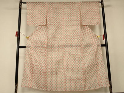 平和屋着物＊夏物 本場小千谷ちぢみ 幾何学文様 麻 逸品 AABE0613jd