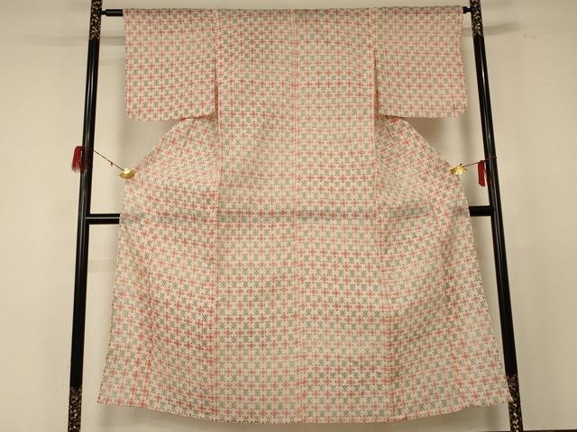 平和屋着物＊夏物 本場小千谷ちぢみ 幾何学文様 麻 逸品 AABE0613jd