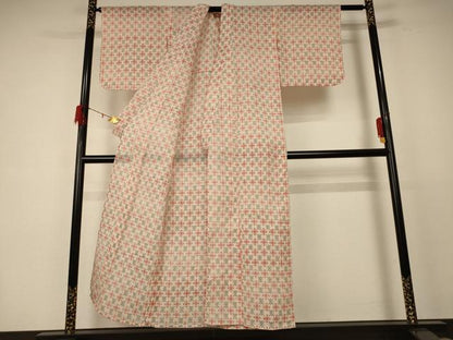 平和屋着物＊夏物 本場小千谷ちぢみ 幾何学文様 麻 逸品 AABE0613jd
