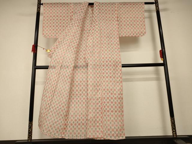 平和屋着物＊夏物 本場小千谷ちぢみ 幾何学文様 麻 逸品 AABE0613jd