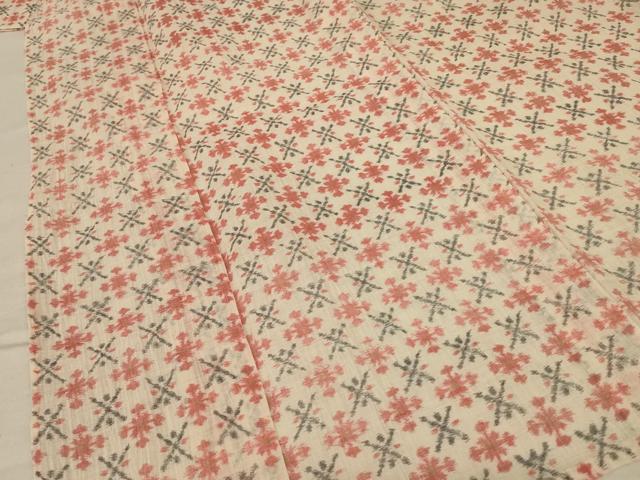 平和屋着物＊夏物 本場小千谷ちぢみ 幾何学文様 麻 逸品 AABE0613jd