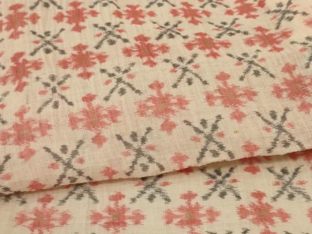 平和屋着物＊夏物 本場小千谷ちぢみ 幾何学文様 麻 逸品 AABE0613jd