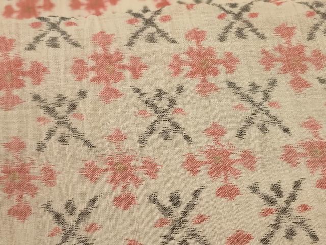 平和屋着物＊夏物 本場小千谷ちぢみ 幾何学文様 麻 逸品 AABE0613jd