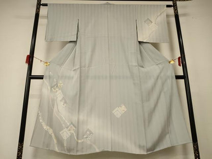 平和屋着物＊夏物 訪問着 縦絽 花菱文 暈し染め 正絹 逸品 AABE0614jd