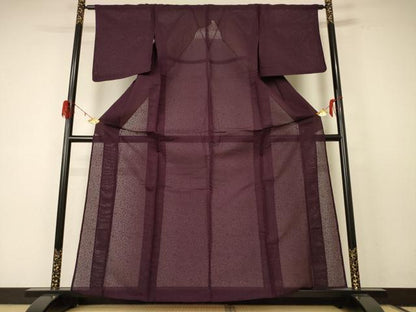 平和屋着物＊夏物 色無地 唐草紋紗 黒鳶色 正絹 逸品 AABE0615jd