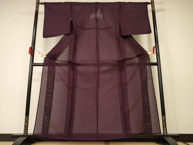 平和屋着物＊夏物 色無地 唐草紋紗 黒鳶色 正絹 逸品 AABE0615jd