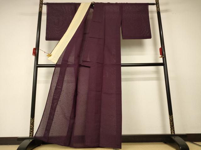 平和屋着物＊夏物 色無地 唐草紋紗 黒鳶色 正絹 逸品 AABE0615jd