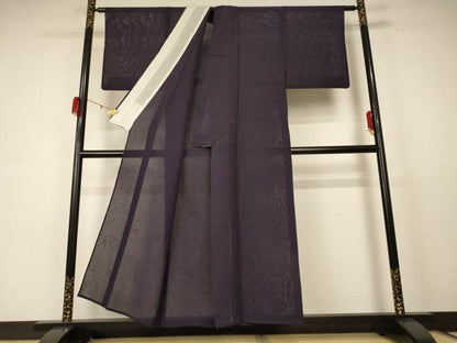 平和屋着物＊夏物 色無地 楓紋紗 似せ紫色 正絹 逸品 AABE0617jd