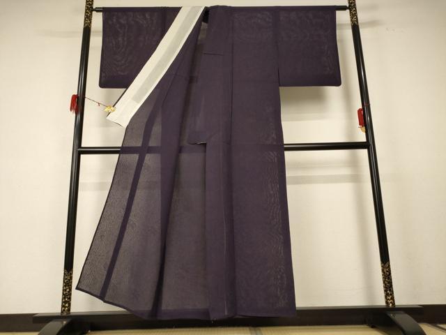 平和屋着物＊夏物 色無地 楓紋紗 似せ紫色 正絹 逸品 AABE0617jd