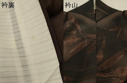 平和屋着物＊夏物 小紋 斜 枝葉文 正絹 逸品 AABE0618jd