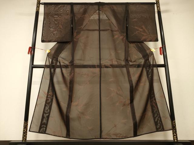 平和屋着物＊夏物 小紋 斜 枝葉文 正絹 逸品 AABE0618jd
