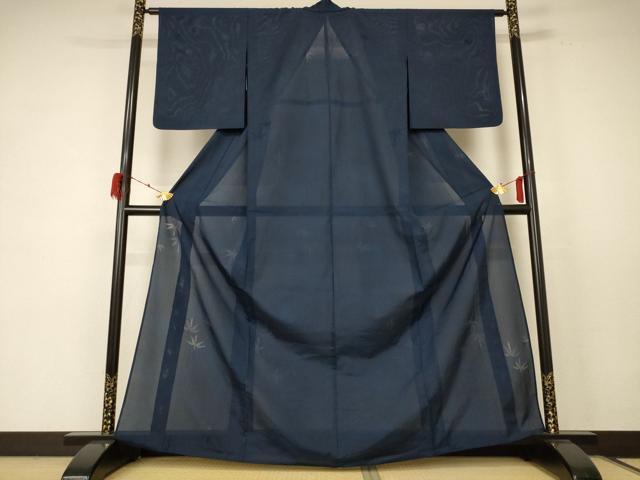 平和屋着物＊夏物 色無地 縦絽 笹竹紋紗 褐返色 洗える着物 AABE0619jd