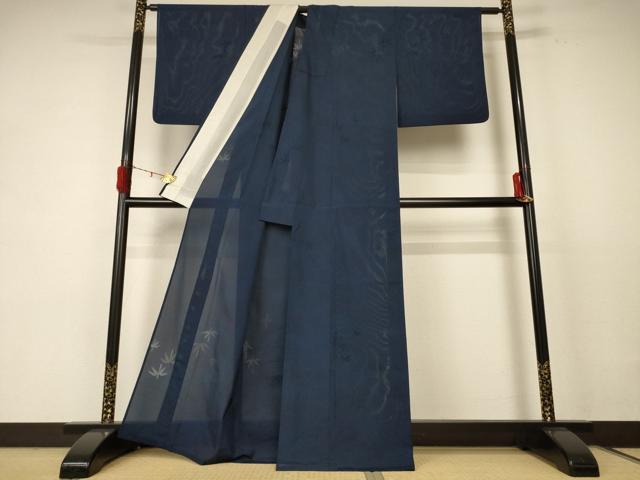 平和屋着物＊夏物 色無地 縦絽 笹竹紋紗 褐返色 洗える着物 AABE0619jd