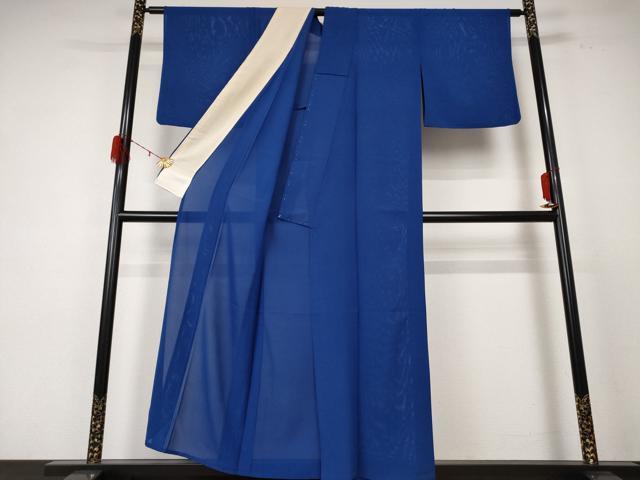 平和屋着物＊夏物 色無地 絽 深縹色 正絹 逸品 AABE0623jd