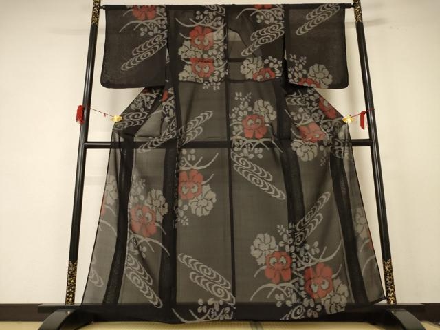 平和屋着物＊夏物 本場大島紬 夏大島 草花文 正絹 逸品 未使用 AABE0625jd