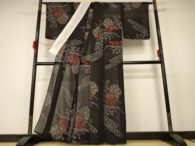 平和屋着物＊夏物 本場大島紬 夏大島 草花文 正絹 逸品 未使用 AABE0625jd