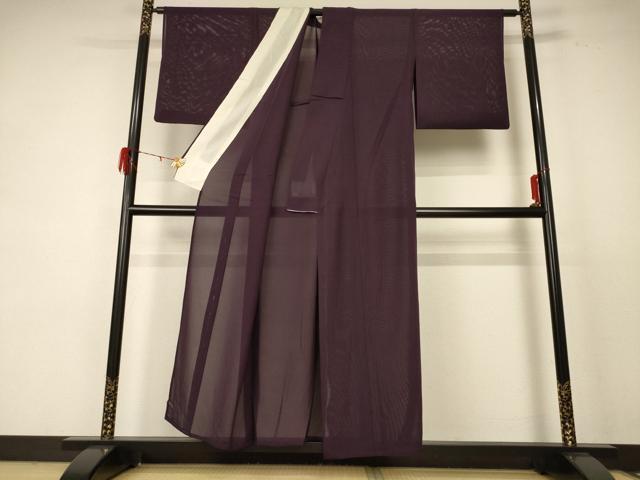 平和屋着物＊夏物 色無地 絽 似せ紫色 正絹 逸品 AABE0627jd