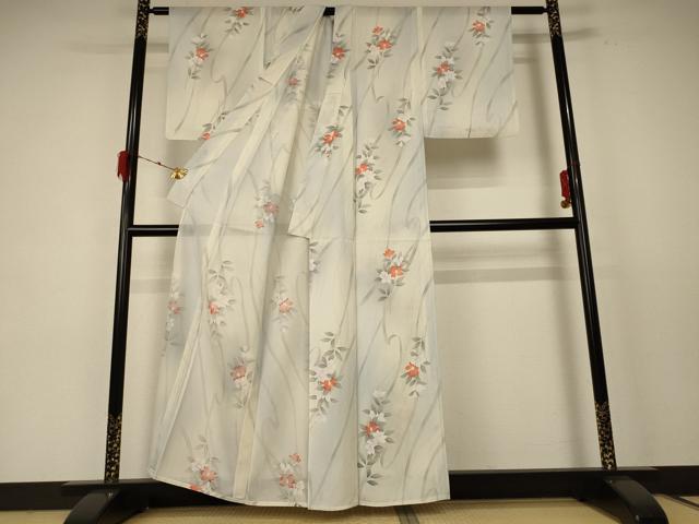 平和屋着物＊夏物 小紋 絽 草花文 暈し染め 正絹 逸品 AABE0629jd