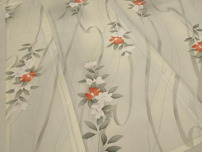平和屋着物＊夏物 小紋 絽 草花文 暈し染め 正絹 逸品 AABE0629jd