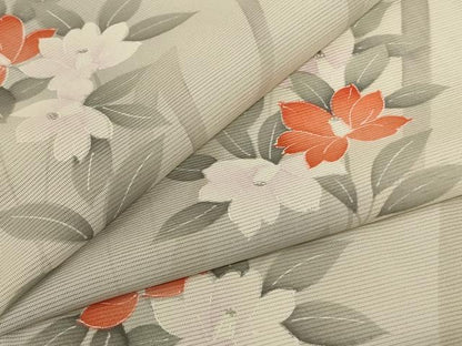 平和屋着物＊夏物 小紋 絽 草花文 暈し染め 正絹 逸品 AABE0629jd