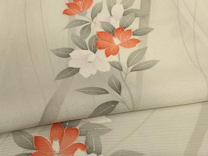 平和屋着物＊夏物 小紋 絽 草花文 暈し染め 正絹 逸品 AABE0629jd