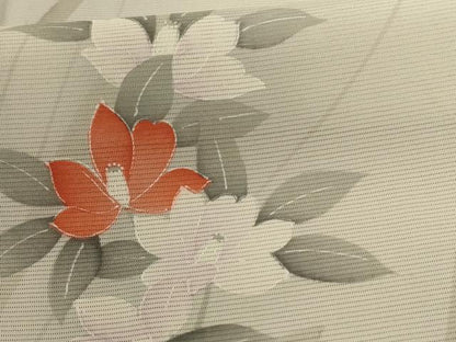 平和屋着物＊夏物 小紋 絽 草花文 暈し染め 正絹 逸品 AABE0629jd