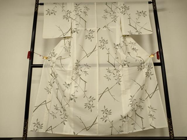 平和屋着物＊夏物 小紋 絽 枝葉文 洗える着物 AABE0630jd