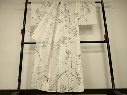 平和屋着物＊夏物 小紋 絽 枝葉文 洗える着物 AABE0630jd