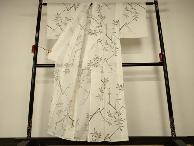 平和屋着物＊夏物 小紋 絽 枝葉文 洗える着物 AABE0630jd