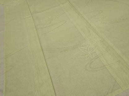 平和屋着物＊夏物 色無地 縦絽 流水楓紋紗 女郎花色 正絹 逸品 AABE0633jd