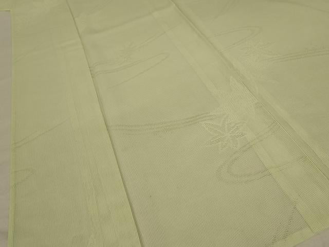 平和屋着物＊夏物 色無地 縦絽 流水楓紋紗 女郎花色 正絹 逸品 AABE0633jd