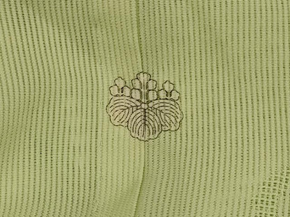 平和屋着物＊夏物 色無地 縦絽 流水楓紋紗 女郎花色 正絹 逸品 AABE0633jd