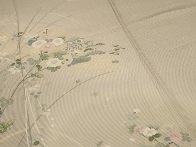 平和屋着物＊夏物 訪問着 絽 風景草花文 暈し染め 正絹 逸品 AABE0638jd