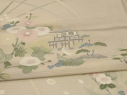 平和屋着物＊夏物 訪問着 絽 風景草花文 暈し染め 正絹 逸品 AABE0638jd