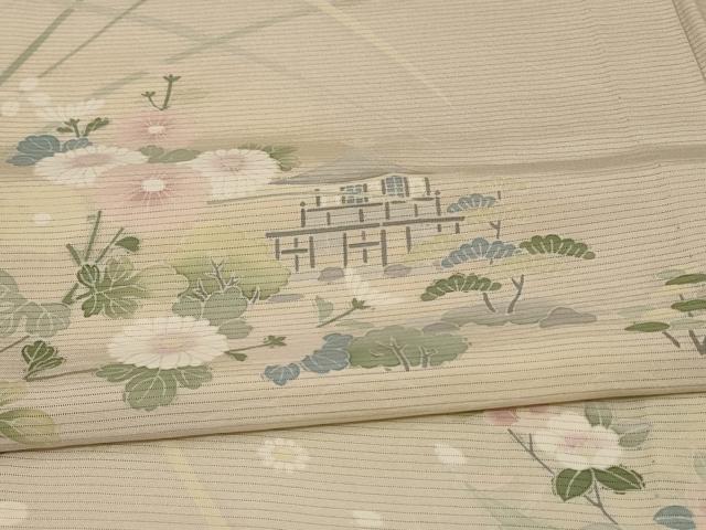 平和屋着物＊夏物 訪問着 絽 風景草花文 暈し染め 正絹 逸品 AABE0638jd
