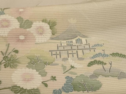 平和屋着物＊夏物 訪問着 絽 風景草花文 暈し染め 正絹 逸品 AABE0638jd
