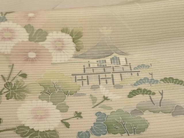 平和屋着物＊夏物 訪問着 絽 風景草花文 暈し染め 正絹 逸品 AABE0638jd