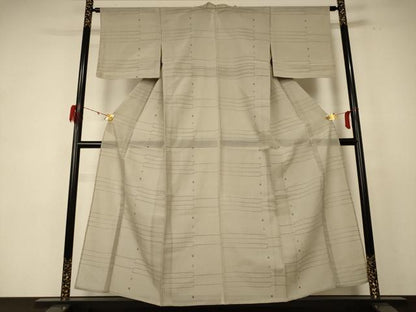 平和屋着物＊夏物 小紋 紗 幾何学文様 正絹 逸品 AABE0639jd