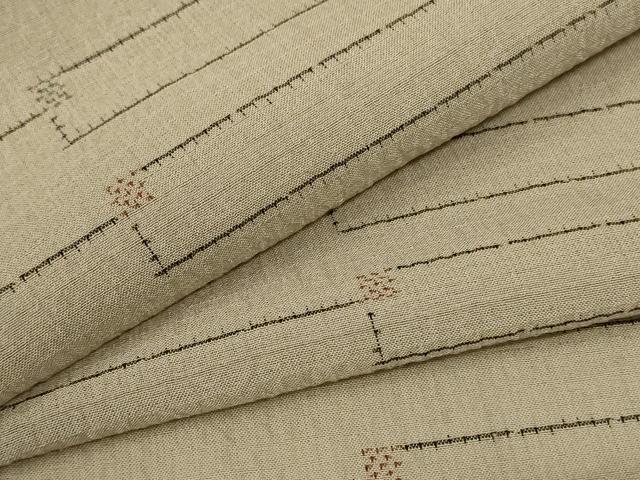 平和屋着物＊夏物 小紋 紗 幾何学文様 正絹 逸品 AABE0639jd
