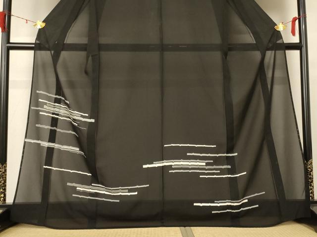 平和屋着物＊夏物 訪問着 絽 横段文 洗える着物 AABE0640jd