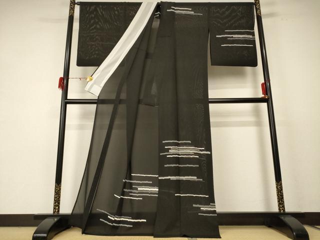 平和屋着物＊夏物 訪問着 絽 横段文 洗える着物 AABE0640jd