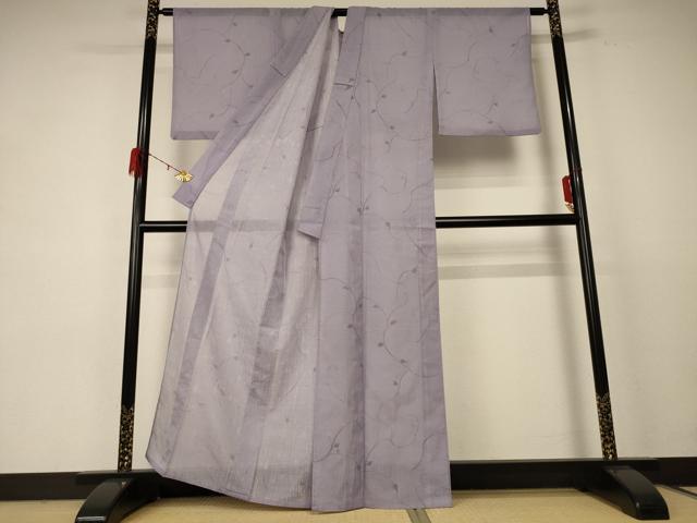 平和屋着物＊夏物 小紋 紗 唐草文 洗える着物 AABE0641jd