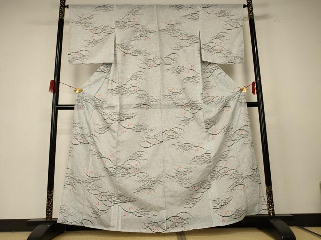 平和屋着物＊夏物 小紋 絽 舞蝶芝文 洗える着物 AABE0642jd