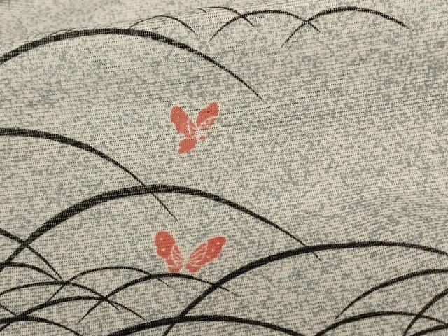 平和屋着物＊夏物 小紋 絽 舞蝶芝文 洗える着物 AABE0642jd